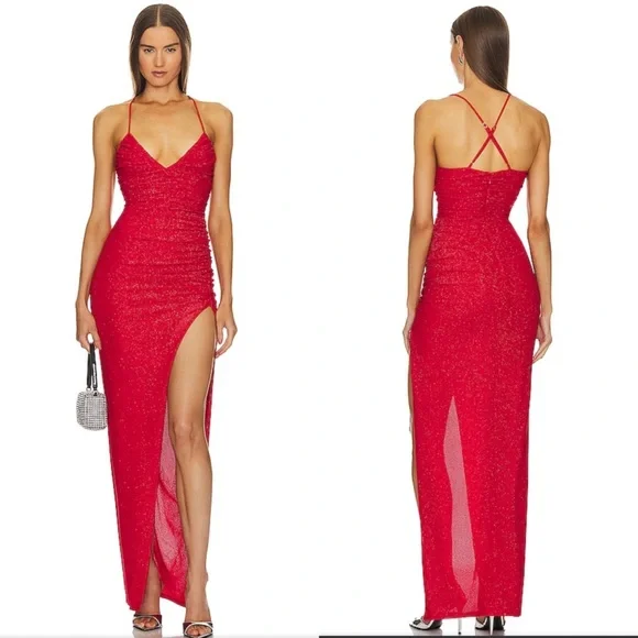 NEW Michael Costello x Revolve Brigitte Gown in Red Size Medium - Picture 1 of 10